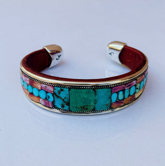 Turquoise & Spiny Oyster Inlay Cuff