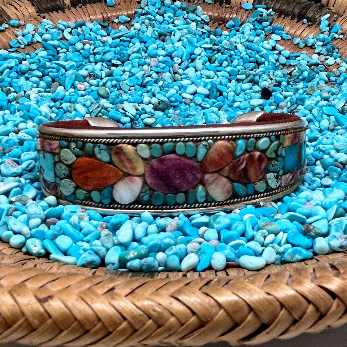 Turquoise & Spiny Oyster Inlay Cuff