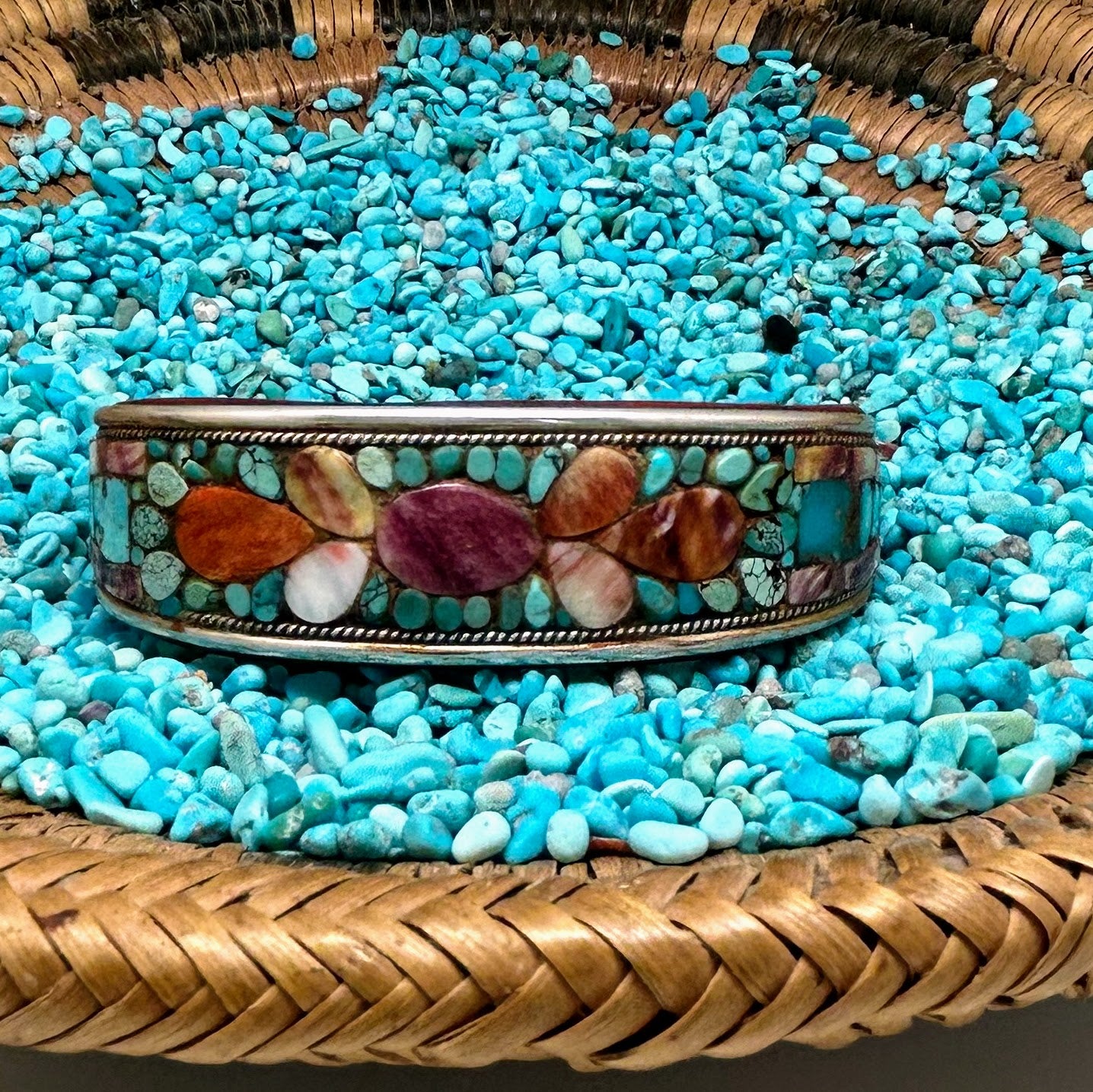 Turquoise & Spiny Oyster Inlay Cuff
