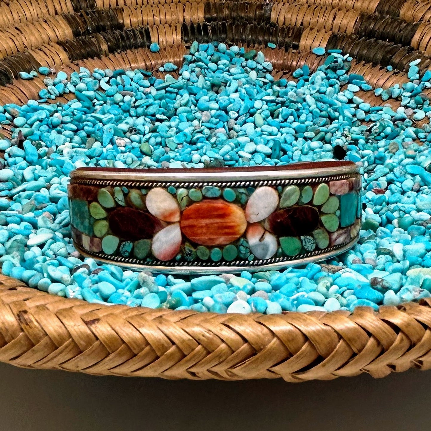 Turquoise & Spiny Oyster Inlay Cuff