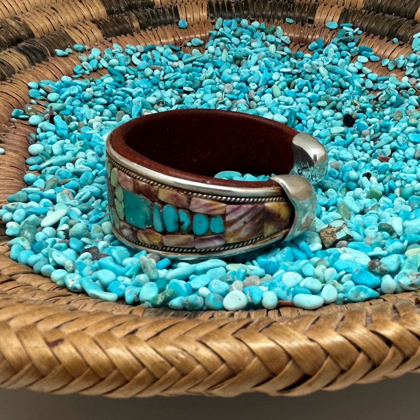 Turquoise & Spiny Oyster Inlay Cuff