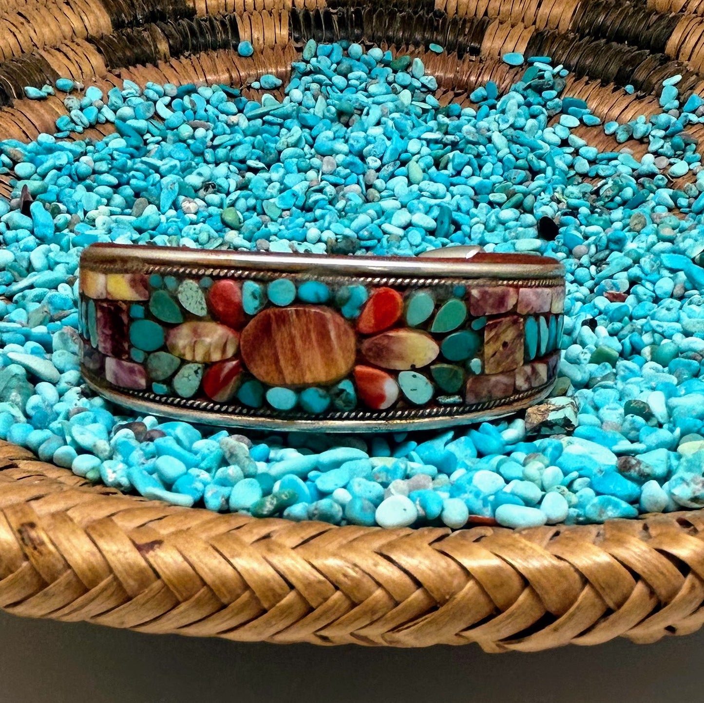 Turquoise & Spiny Oyster Inlay Cuff