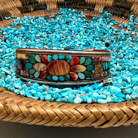 Turquoise & Spiny Oyster Inlay Cuff