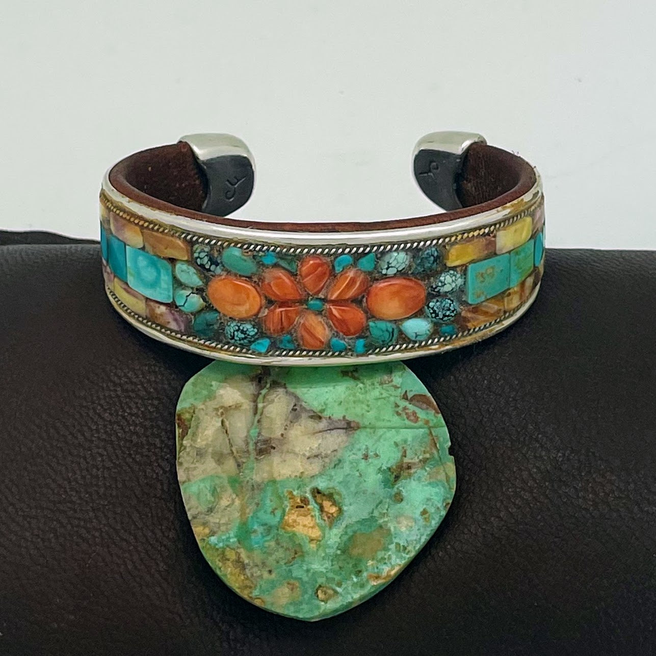 Turquoise Floral Inlay Cuff
